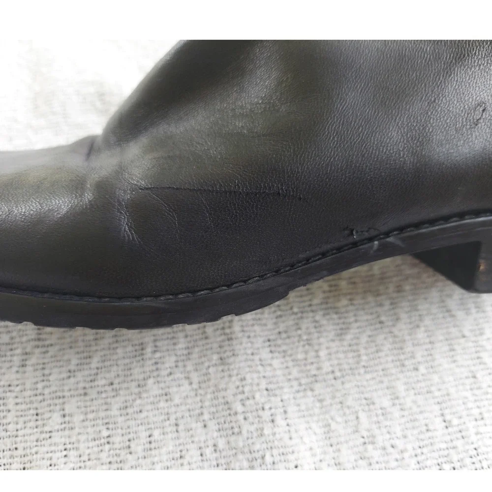 Stuart Weitzman Boots Womens 8.5 Black 5050 Over The Knee Leather Stretch Flat